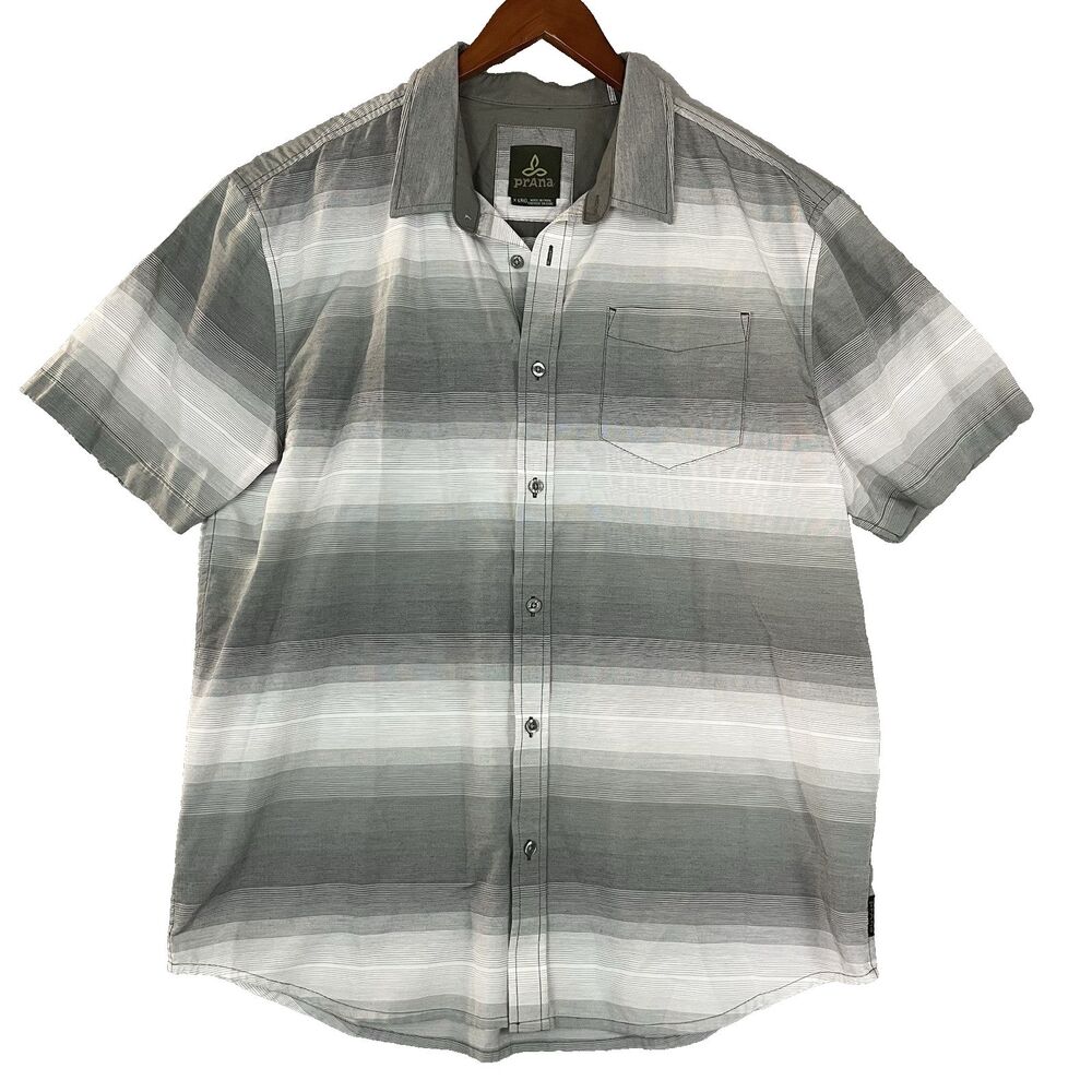 Prana Graden Shirt Mens‎ X-Large Gray Outdoors Hiking Gorpcore Organic Cotton